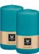 Wiedemann Bougie cylindrique/bougie pilier - 2x - turquoise - 12 x 6 cm - 33 heures de combustion