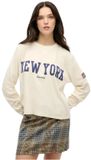 Superdry - Athletic Essential Graphic Longsleeve Top - Dames - Lange mouwen shirts - Katoen - XS - Desert Bone Off White