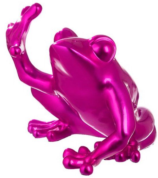 Gilde handwerk Decoratie beeld Figuur kikker roze H 35 cm Kunsthars