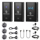 SevenOak Draadloos Lavalier microfoonsysteem, met OLED, 2,4 GHz dual microfoon met stereo/mono voor camera, telefoon, iPhone, PC, video-opname, interview, vlog live stream, SKM-W4 K2 (2 TX+1 RX)