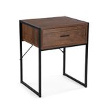 Versa Nalua Bijzettafel Slaapkamer, Afmetingen (H x L x B) 60 x 48 x 40 cm, Hout, Kleur Donkerbruin en Zwart