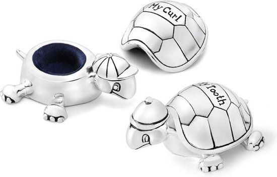 Zilverstad Tanden- en Haarlokdoosje Schildpad - Verzilverd - 8 cm