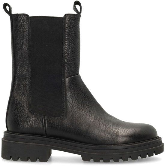 Manfield Dames Zwarte Leren Chelsea Boots Maat 37