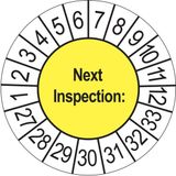 Merkloos / Sans marque Ricard Keuringsstickers Next Inspection 2027 | 50 stuks, Ø 35 mm | Geel