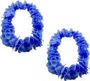 Merkloos Hawaii kransen bloemen slingers - Set van 6x stuks - neon blauw