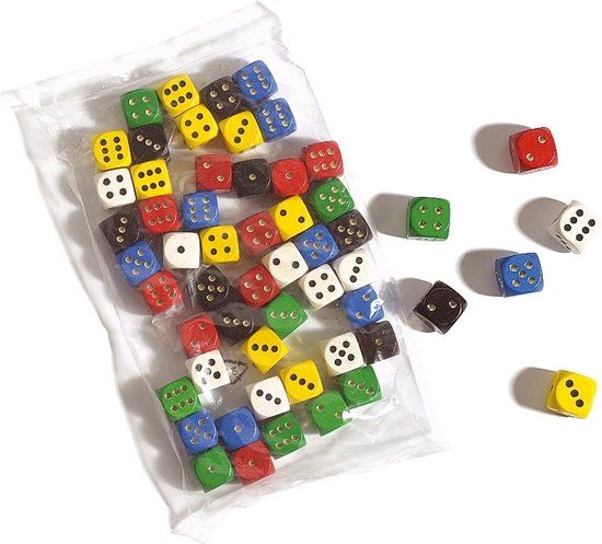 Philos Houten Dobbelsteen Set D6 16 mm - 50 stuks
