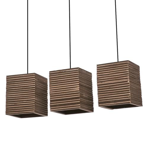 LEDVANCE Hanglamp - 3 Vlammen - Vierkant - Bruin - Wereldkaart - E27 - 830mm - Gerecycled Materiaal