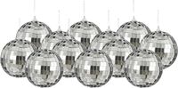 House of Seasons Boule de Noël - 12x pièces - argent - 8 cm - mousse - boule miroir