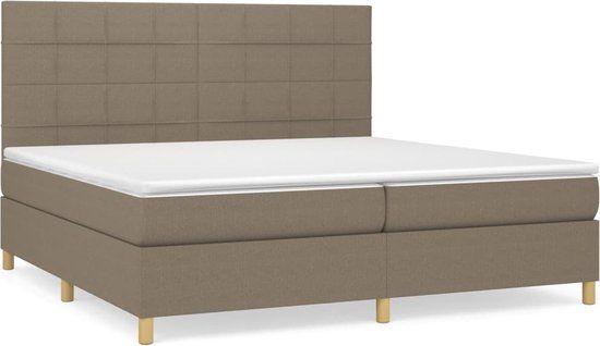 vidaXL Boxspring met matras stof taupe 200x200 cm