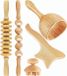 Generisch Bol Houten Maderotherapie Massage Fascia Roller Set 5 in 1 Beige