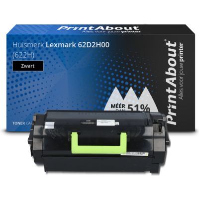 PrintAbout Huismerk Lexmark 62D2H00 (622H) Toner Zwart - 27500 pagina's - Compatibel