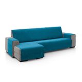 FAVERTI® Bankhoes voor chaise longue, hoekdeel links 240 cm (voor), model Pego, blauw, chenille, extra zacht, hoogwaardige chaise bescherming, gemaakt in Spanje, van gerecycled materiaal