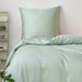 Vert 155 x 220 cm Ensemble de linge de lit - Housse de couette et taie d'oreiller 100% Coton