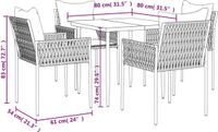 vidaXL Ensemble de jardin 5 pièces avec coussins, polyrotin et acier, marron