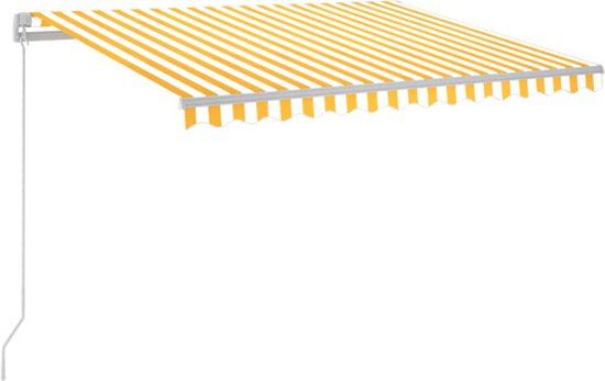 vidaXL Luifel handmatig uittrekbaar met LED 350x250 cm Geel en wit