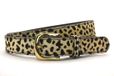 Take-it Timbelt Echt Lederen Riem met Koeienhuid Cheetah Print - 3cm Breed - Maat 105 - Goudkleurige Gesp