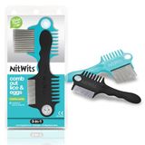NitWits Hoofdluis en eierkam Twin Pack, 3-in-1 kam, ontwart, verwijdert luizen en eieren en bevat 5x vergrootglas