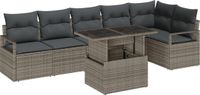 vidaXL Tuinbank Set 7-delig Grijs Polyrattan