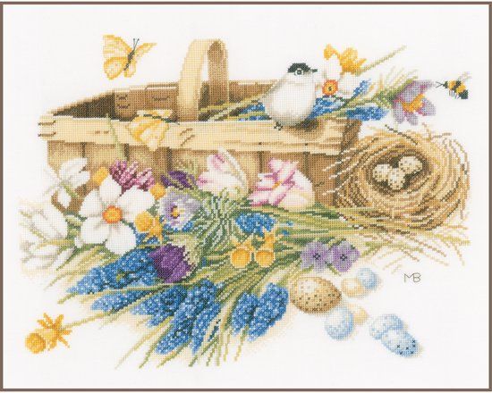 Lanarte Borduurpakket - Mand met lentebloemen - 39 x 32cm