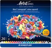 STAEDTLER Mars Lumograph colour aquarell 104 Metalen set met 24 kleuren