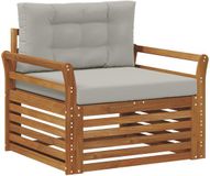 vidaXL Buitensofa Massief Acacia Hout en Polyester Naturel en lichtgrijs