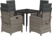 vidaXL 5-delige Tuinset met Kussens, Poly Rattan, Grijs