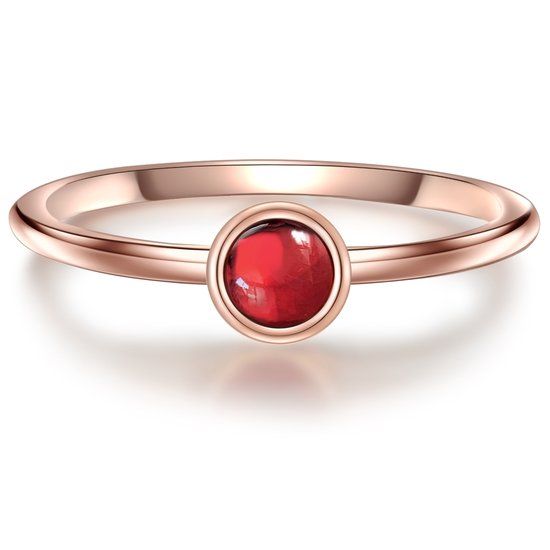 Glanzstücke München Solitaire ring Zilver Granaat Rood Roségoud 16.50 mm / maat 52