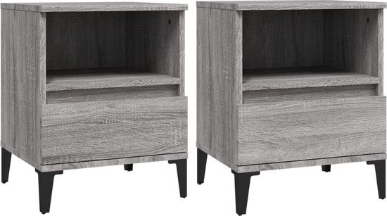 vidaXL Nachtkastjes 2 stuks 40x35x50 cm grijs sonoma eikenkleurig