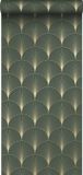 ESTAHome behang art deco motief donkergroen en goud - 53 cm x 10.05 m