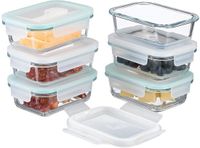 Trankielo® - Set de 6 boîtes de conservation en verre - 370 ml - Hermétique et empilable