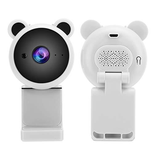 Denash 1080p Full HD webcam, leuke USB-webcamera, ingebouwde microfoon voor desktopcomputer, pc voor video-opname, plug and play, wit