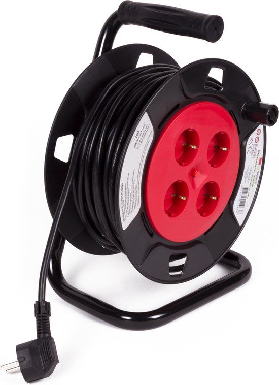 Benson Kabelhaspel - 25 Meter - 4 Stopcontacten - Zwart