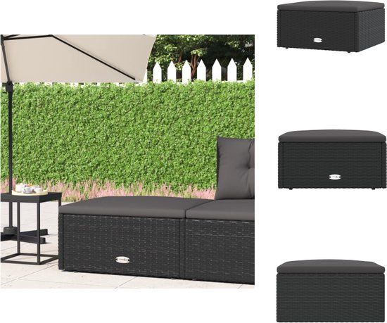 vidaXL Voetensteun met kussen poly rattan zwart