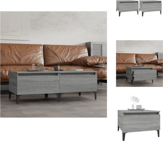 vidaXL Bijzettafels 2 stuks 50x46x35 cm bewerkt hout grijs sonoma eiken
