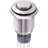 TRU COMPONENTS 701795 LAS2GQH-22E/G/12V/S/P Vandalismebestendige druktoets 250 V/AC 3 A 2x aan/(aan) Moment Groen IP65