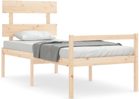 vidaXL Seniorenbed met hoofdbord massief hout 90x200 cm