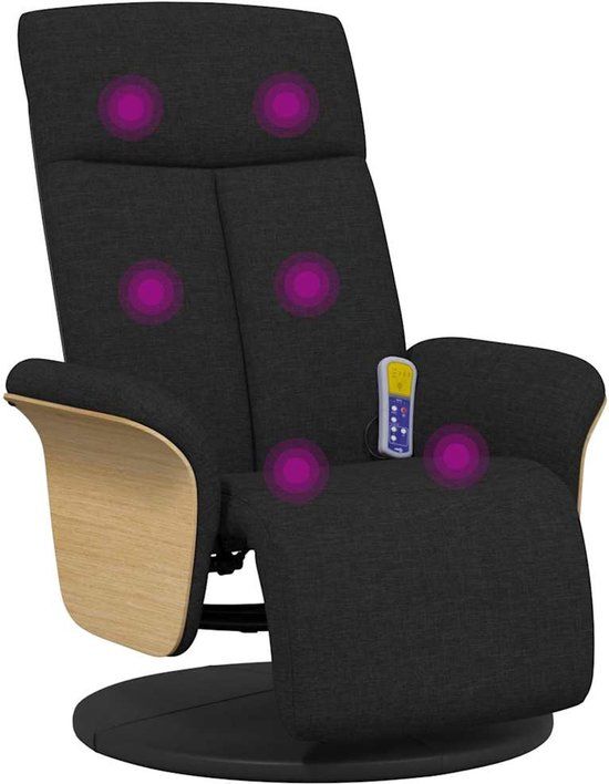 VidaXL Elektrische Massagestoel Zwart Stof/Weefsel