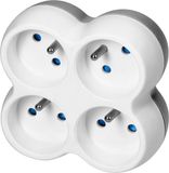 ORNO Stopcontact splitter - Verdeelstekker horizontaal - Verloopstekker 4x French - Doorvoerstekker Max 3680 Watt - Wit