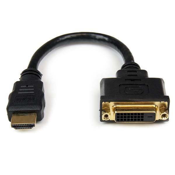 Startech.com HDMI®-naar-DVI-D video-adapterkabel 20cm HDMI-stekker naar DVI-bus HDMI Male to DVI Female zwart