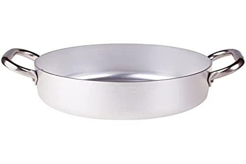 Pentole Agnelli ALMA10630 Professionele aluminium pannen 3 mm, lage ovenschaal met 2 handgrepen, 7,4 l