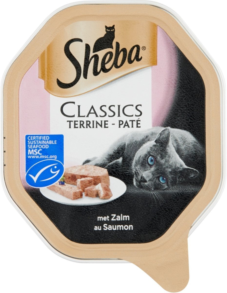 Sheba Classics Pate - Zalm - Aluminium Kuipjes - Kattenvoer - 22 x 85 gr