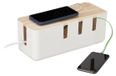 Boîte de rangement multiprise - 2 prises - Couvercle en bois - Blanc