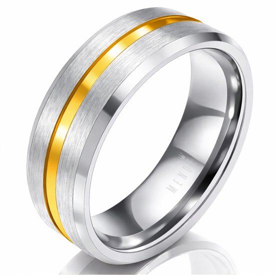 Mendes Jewelry Heren ring Wolfraam Zilver Goud 8mm-21mm