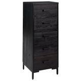 VidaXL Ladekast 42x35x110 cm massief grenenhout zwart