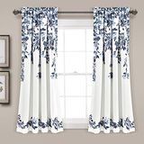 Lush Decor Tanisha Kamer Verduistering Raamgordijn Paneel Paar, 160 cm L x 132 cm B + 5 cm Header, Navy & Wit