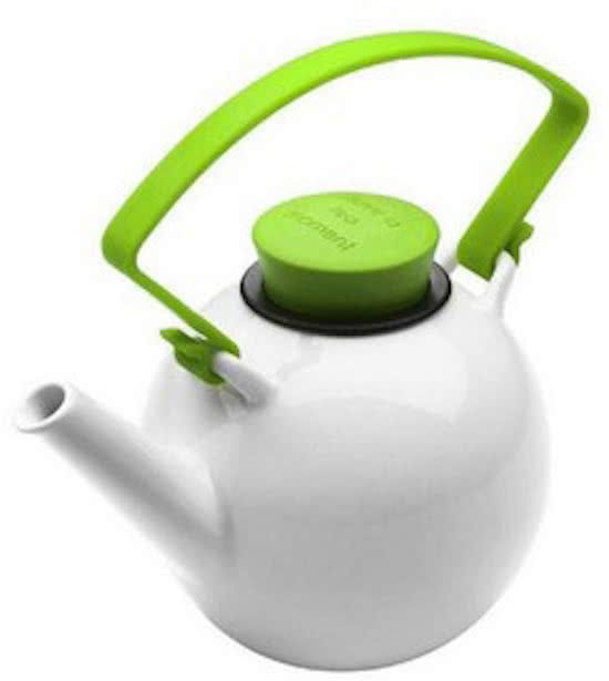 QDO Theepot Porselein - Rond - Met Clip handvat - 1 liter - Groen