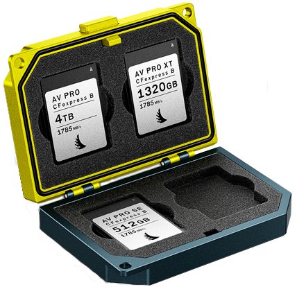 Angelbird Media Tank CFexpress Card Case - 4 Cards - Aluminum - Black/Yellow