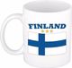Bellatio Decorations koffie mok - Finland - vlag print - 300 ml - wit - keramiek