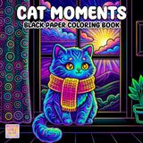 Cat Moments Black Paper Coloring Book