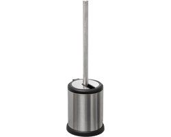 5five WC-toiletborstel met houder rond RVS met klep deksel 39 cm - Zilver
